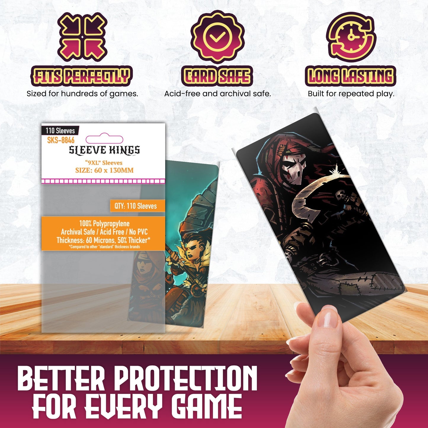9XL Game Card Sleeves (60x130mm) 110 Pack, 60 Microns, SKS-8846