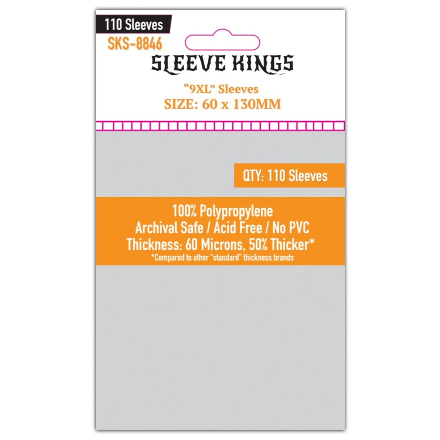 9XL Game Card Sleeves (60x130mm) 110 Pack, 60 Microns, SKS-8846