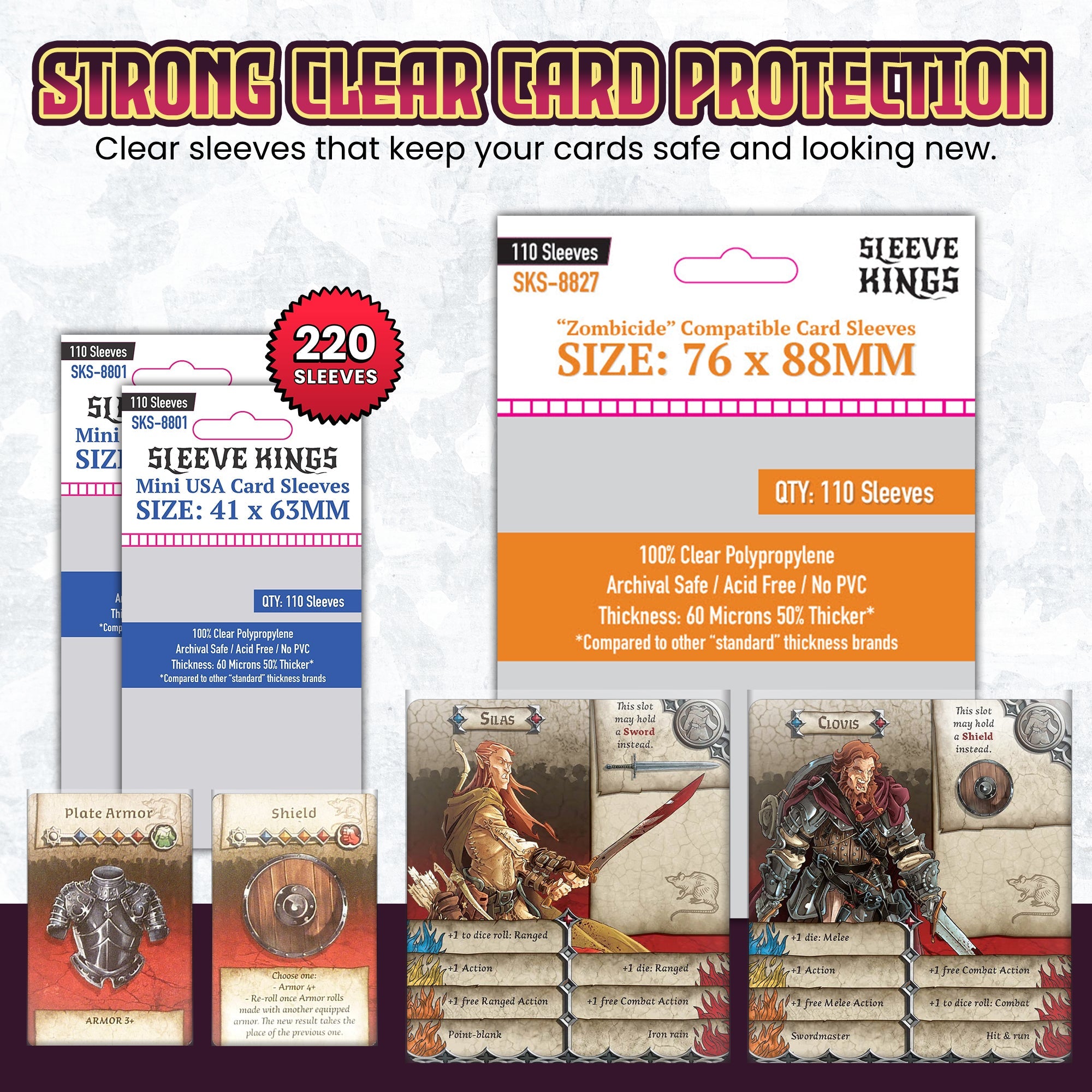 "Zombicide: Black Plague" Compatible Sleeve Bundle (8801 X 2 + 8827 X 1)