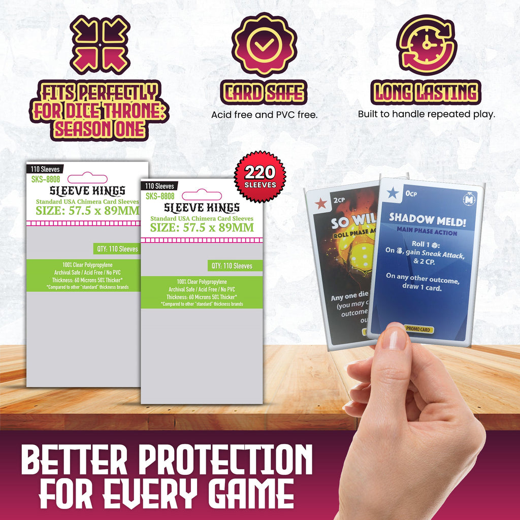"Dice Throne: Season One" Compatible Card Sleeve Bundle (8808 X 2)