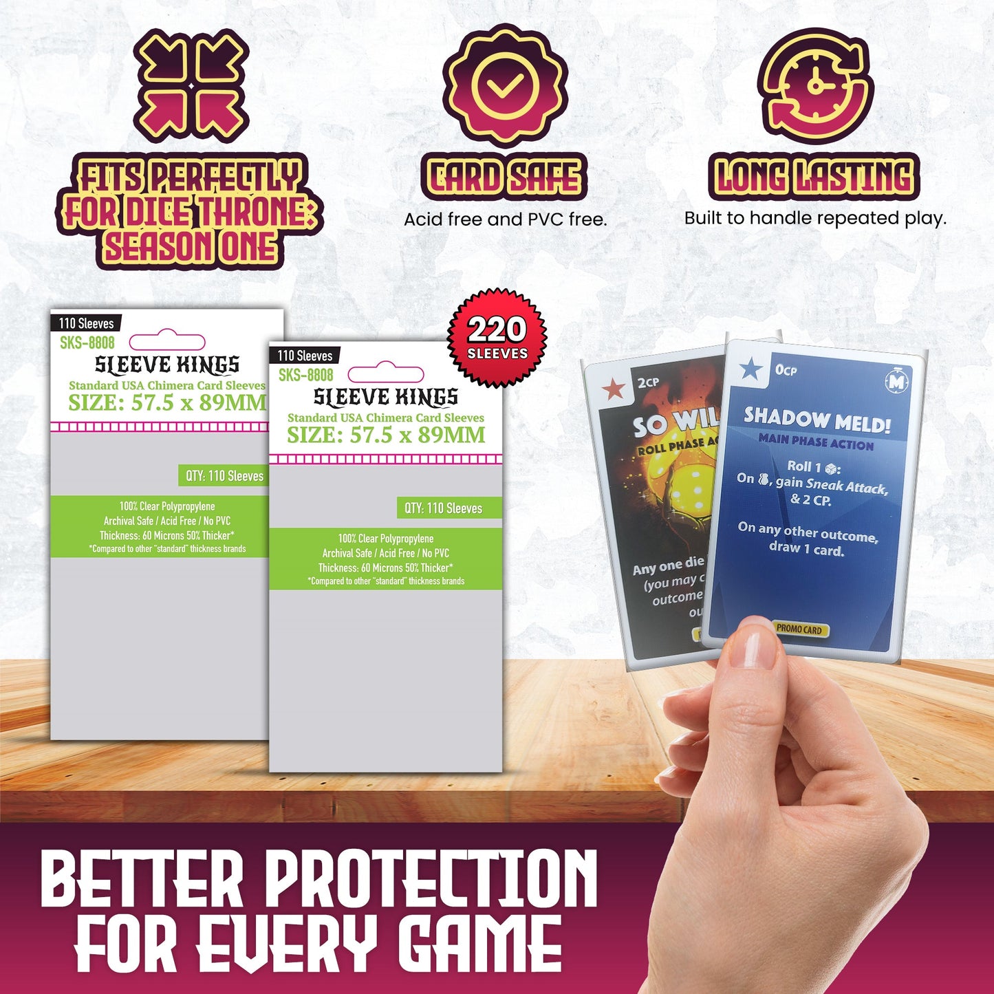 "Dice Throne: Season One" Compatible Card Sleeve Bundle (8808 X 2)