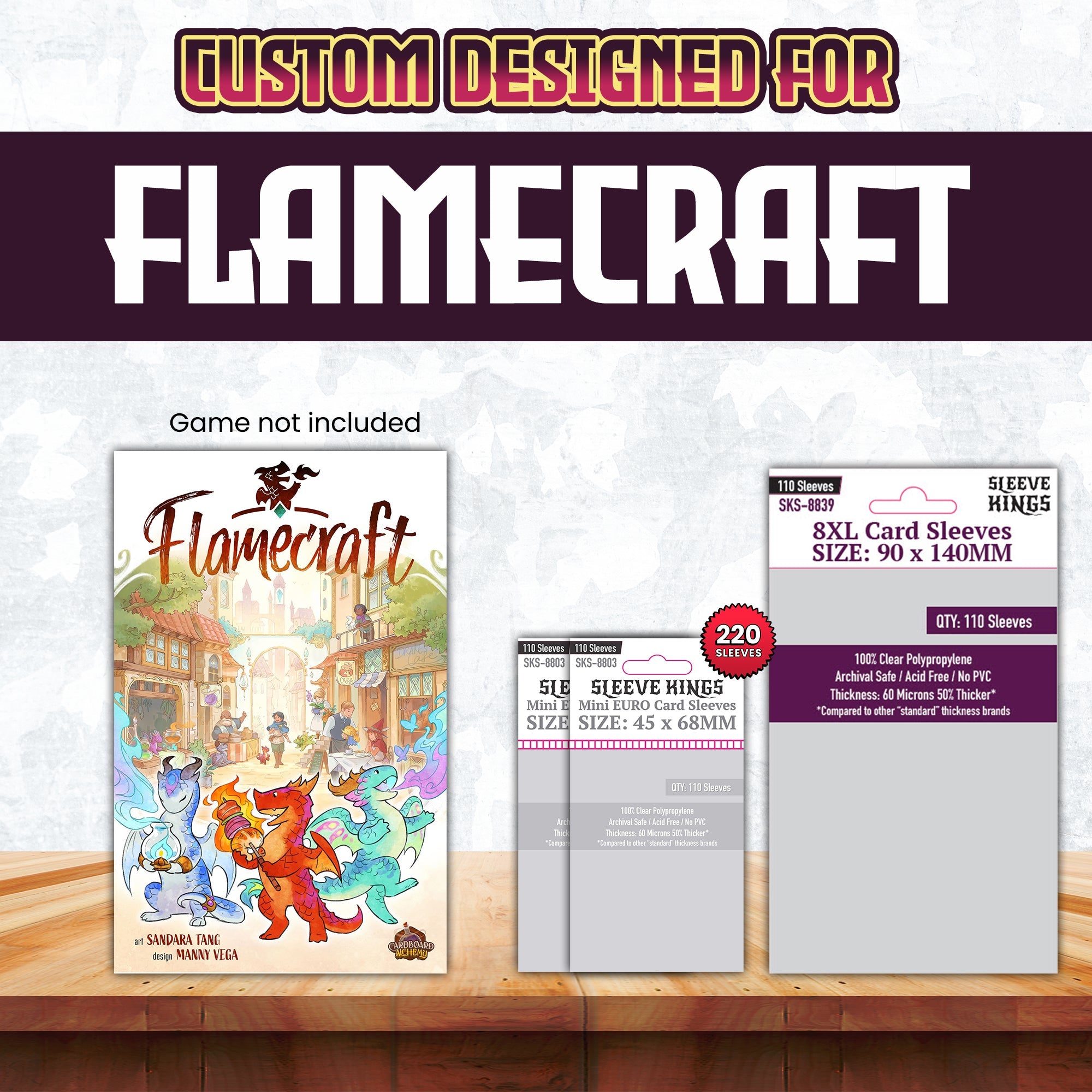 "Flamecraft" Board Game Compatible Card Sleeve Bundle (8803 X 2 + 8839 X 1)