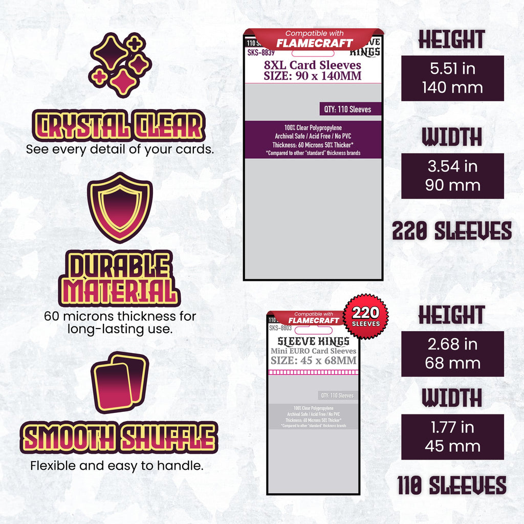 "Flamecraft" Board Game Compatible Card Sleeve Bundle (8803 X 2 + 8839 X 1)