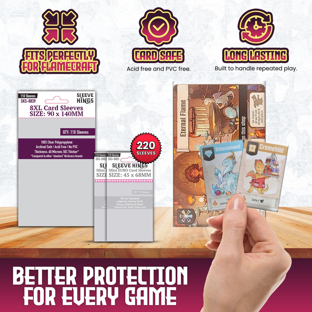 "Flamecraft" Board Game Compatible Card Sleeve Bundle (8803 X 2 + 8839 X 1)