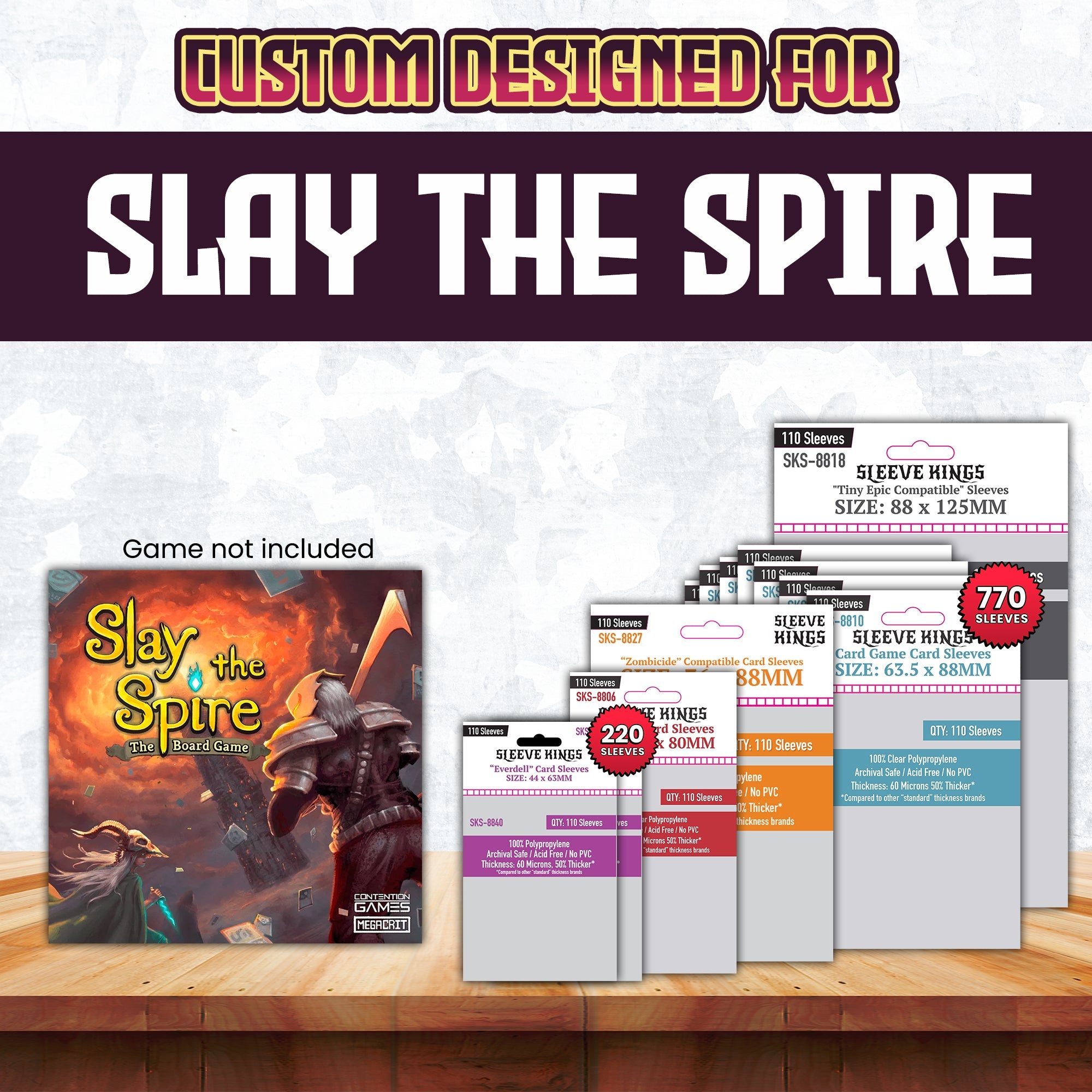 "Slay the Spire: The Board Game" Sleeve Bundle (8806 X 1 + 8810 X 7 + 8818 X 1 + 8827 X 1 + 8840 X 2)