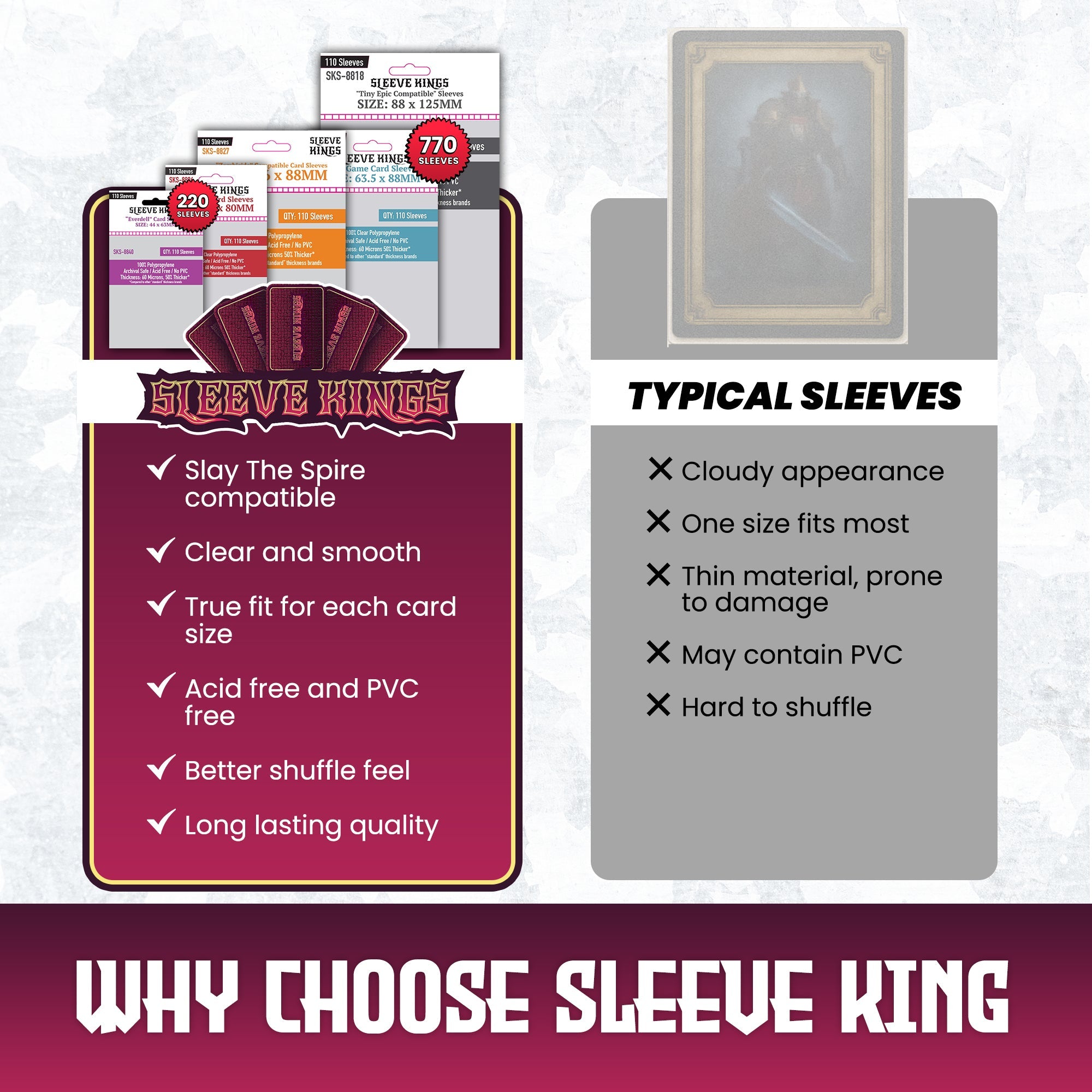 "Slay the Spire: The Board Game" Sleeve Bundle (8806 X 1 + 8810 X 7 + 8818 X 1 + 8827 X 1 + 8840 X 2)