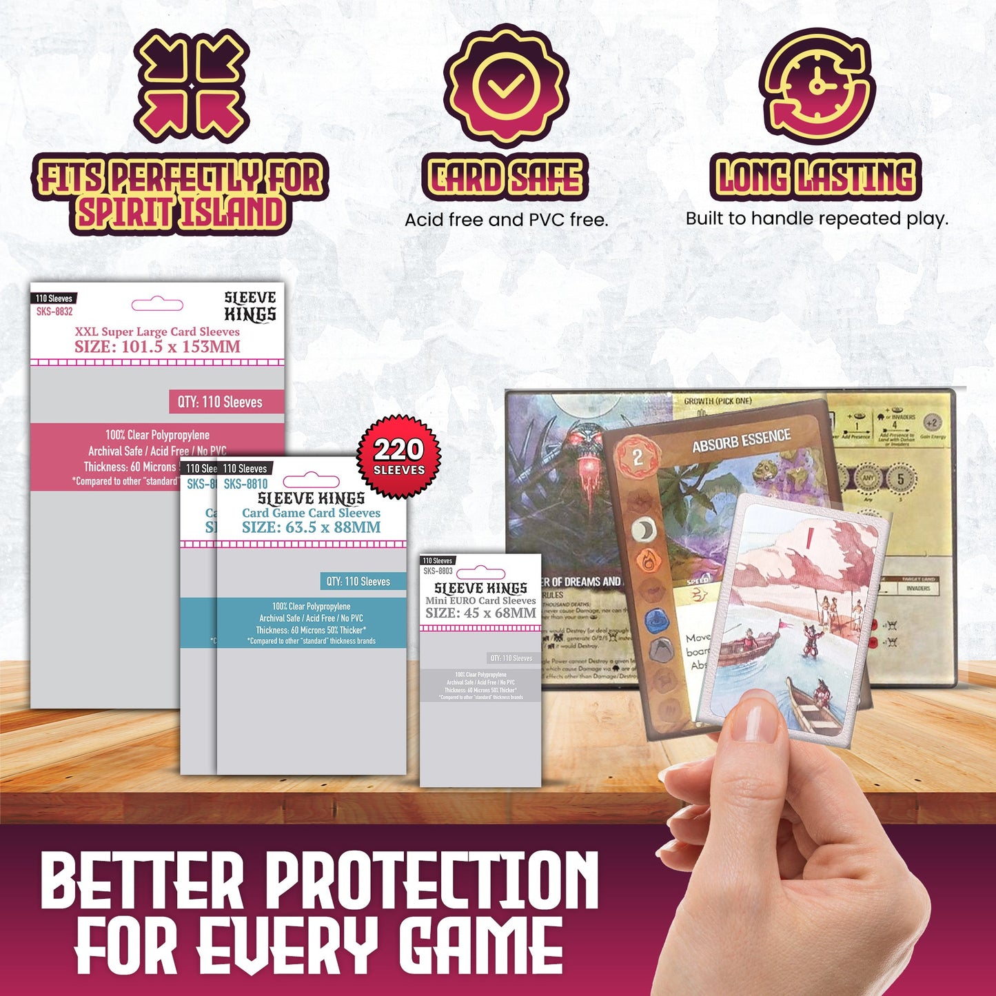 "Spirit Island" Compatible Sleeve Bundle (8803 X 1 + 8810 X 2 + 8832 X 1)
