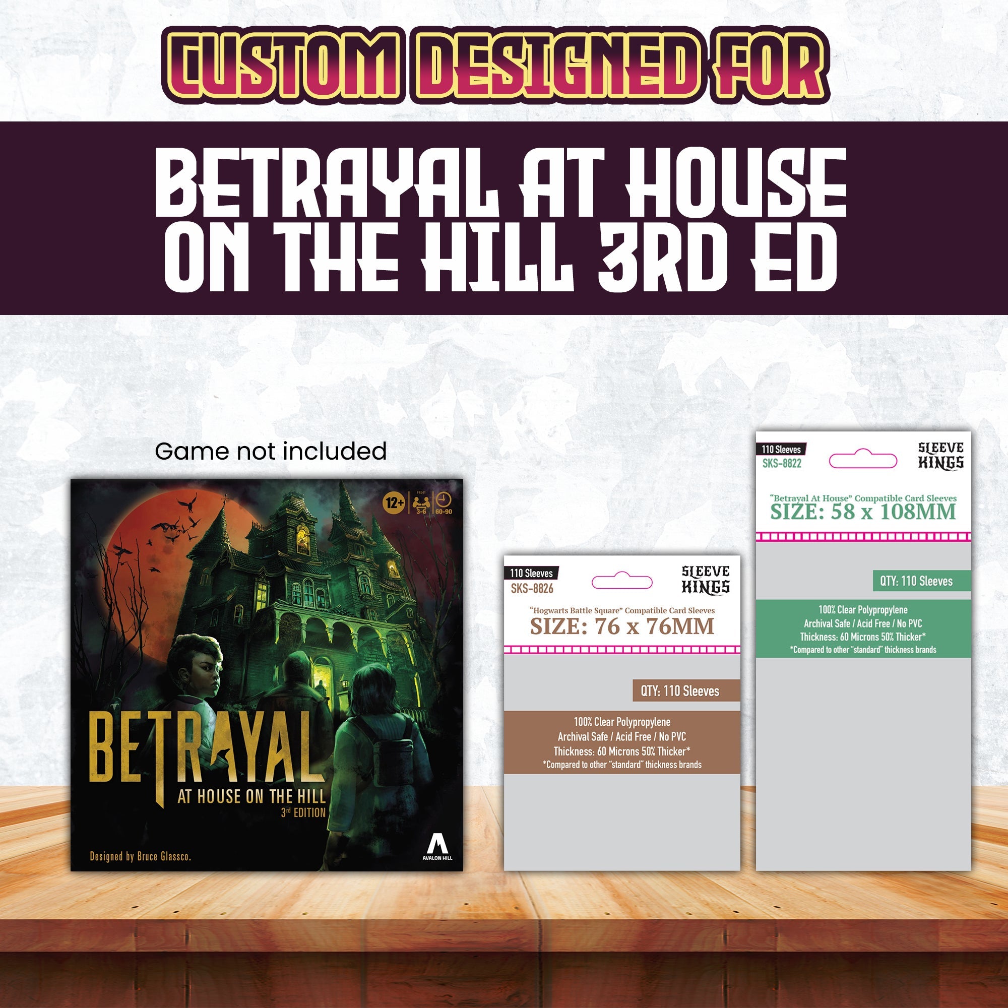 "Betrayal at House on the Hill" 3rd Edition Compatible Sleeve Bundle (8822 x 1, 8826 x 1)