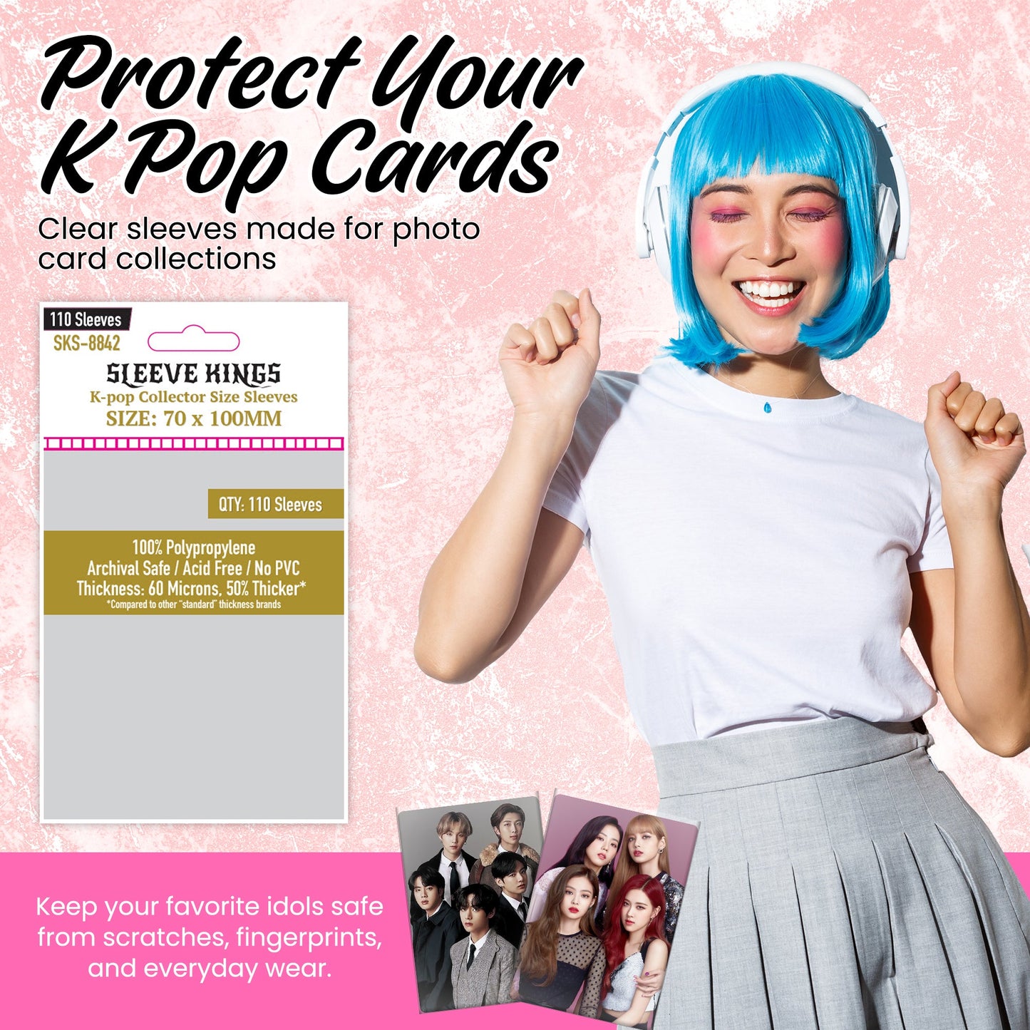 "Kpop" Collector Size Card Sleeve (70x100mm) 110 Pack, 60 Micron, SKS-8842