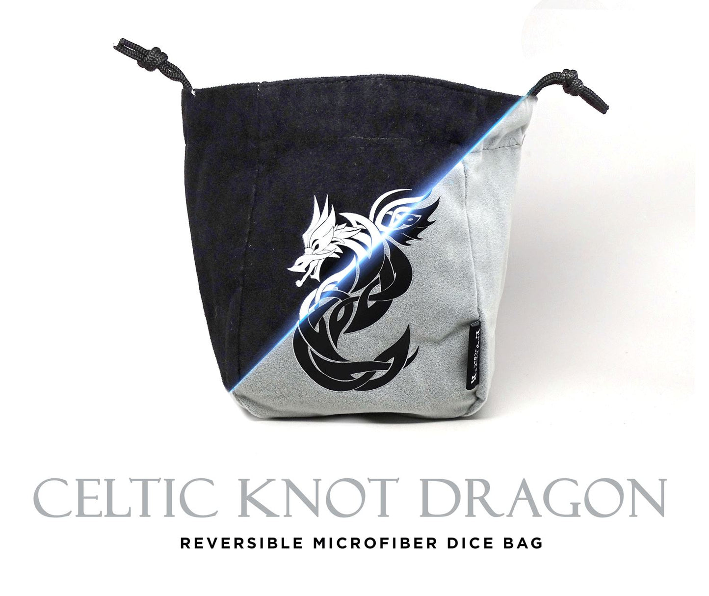 Grand sac à dés autoportant en microfibre réversible Celtic Knot Dragon