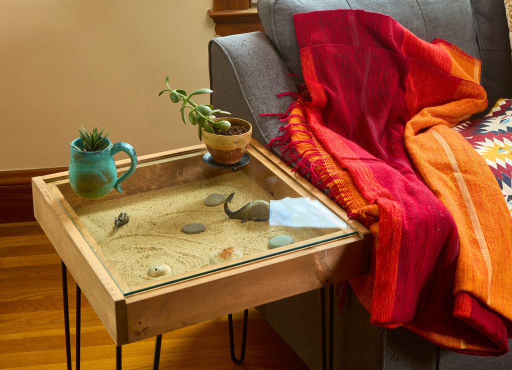 Rustic Display Table with removable glass top - 100% Made in the USA