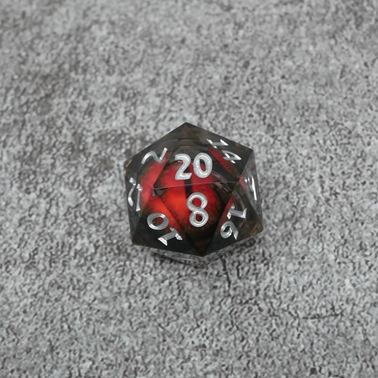 Smaug's Eye | 7 Piece Moving Eye DnD Dice Set | Acrylic RPG Gaming Dice - 