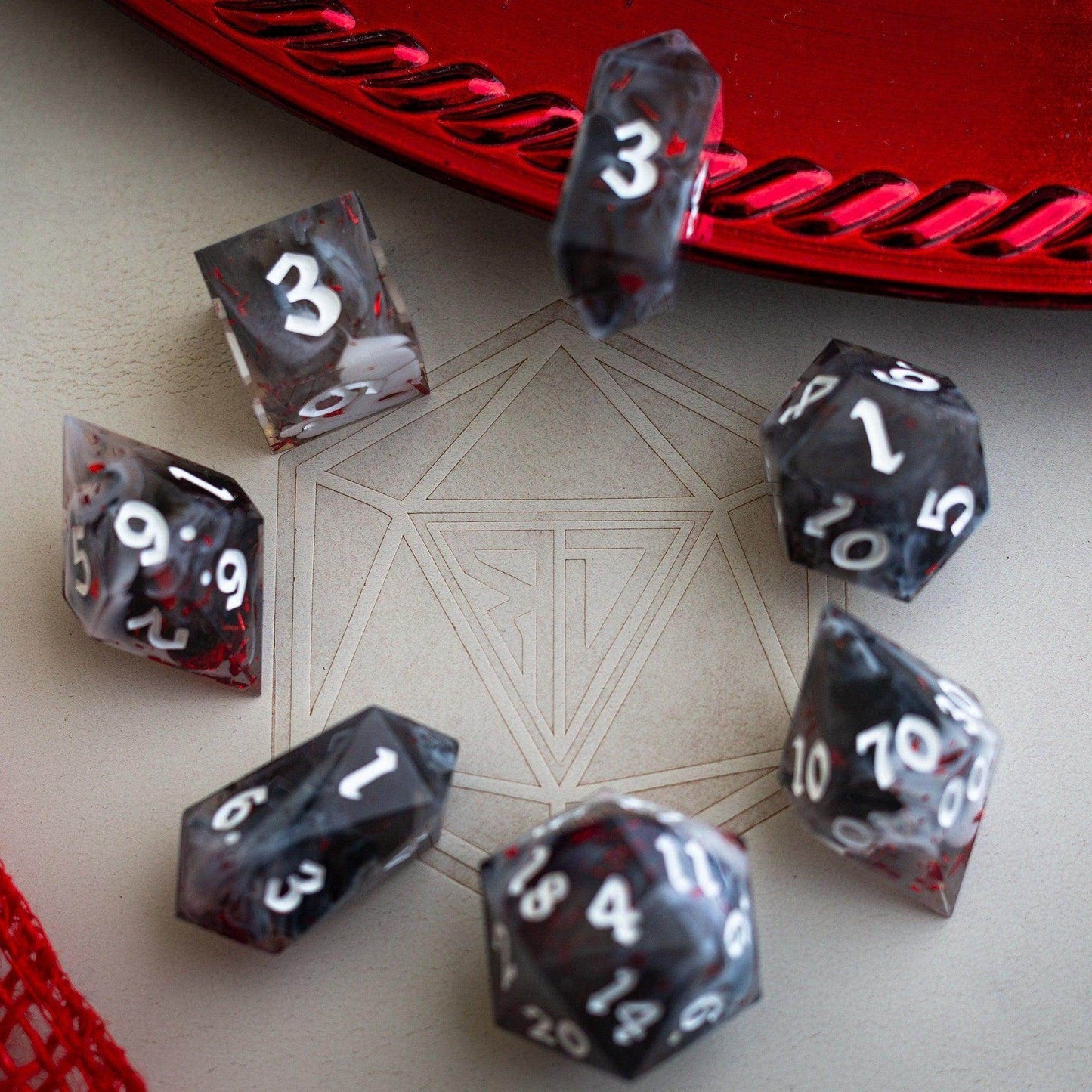Smoke And Blood Handmade Resin DND Dice Set - Only 1 D20