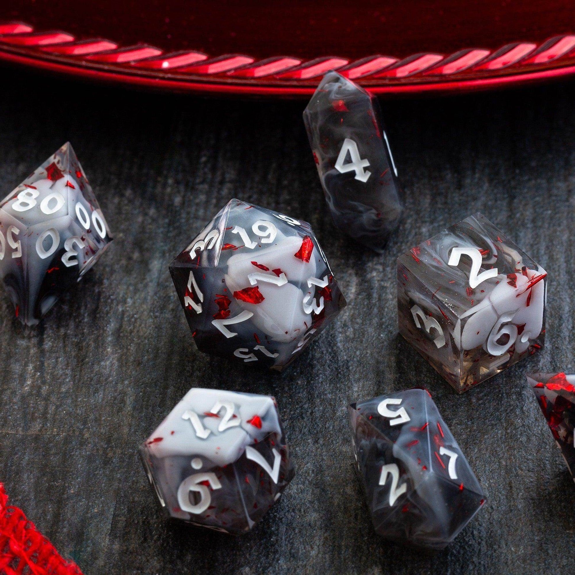 Smoke And Blood Handmade Resin DND Dice Set - Only 1 D20