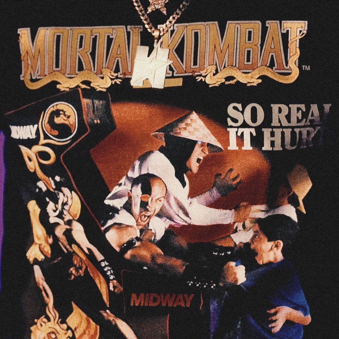 90S Mortal Kombat 'So Real It Hurts' Promo Black T-Shirt