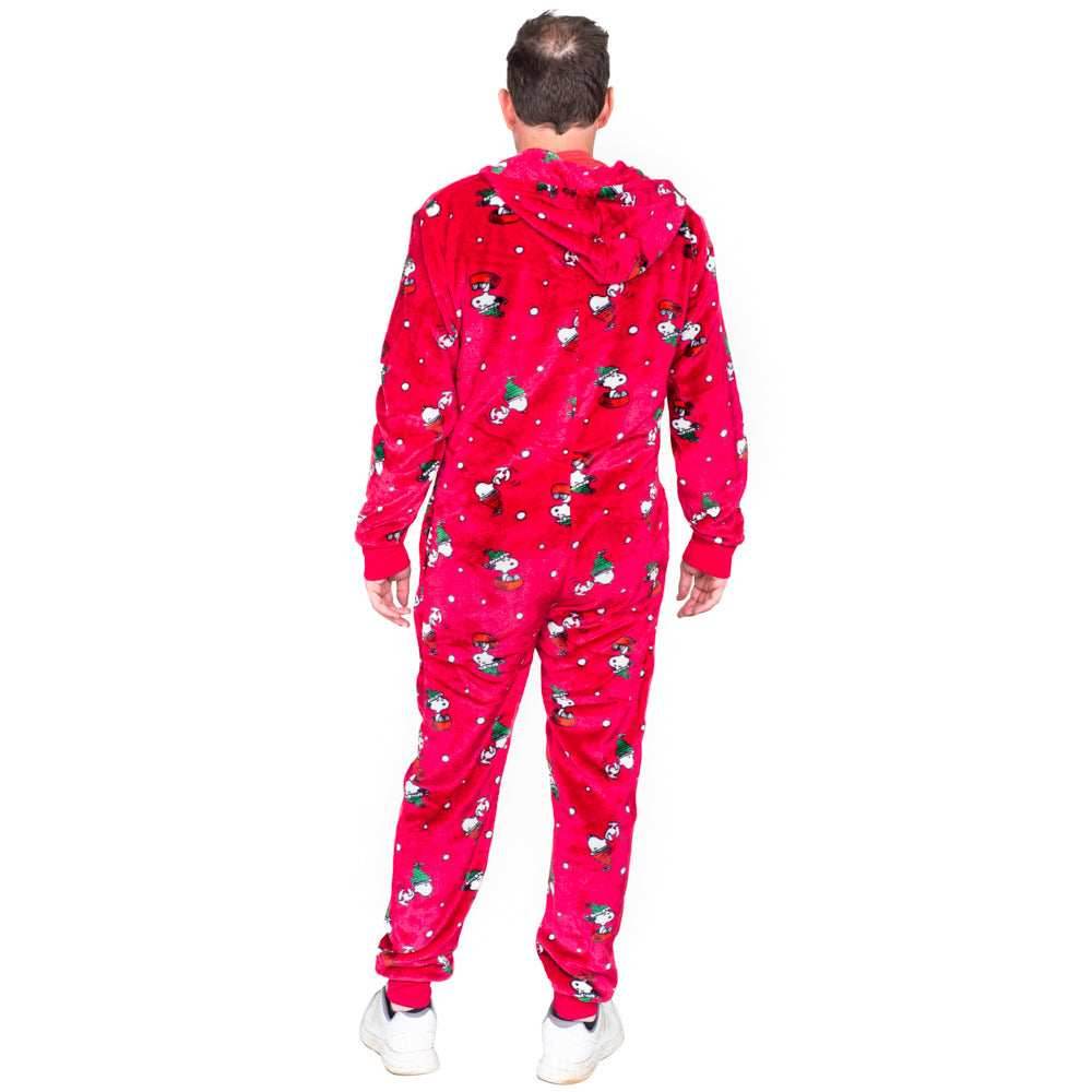 Peanuts Snoopy All Over Pajama Zip Up Union Suit Sleepwear - S