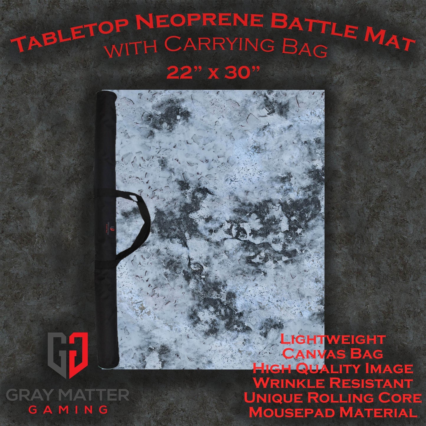 Snowy Tundra - Neoprene Battle Mat - Warhammer, AoS, 40K, Kill Team, MCP, Shatterpoint, Legion, More - 22x30
