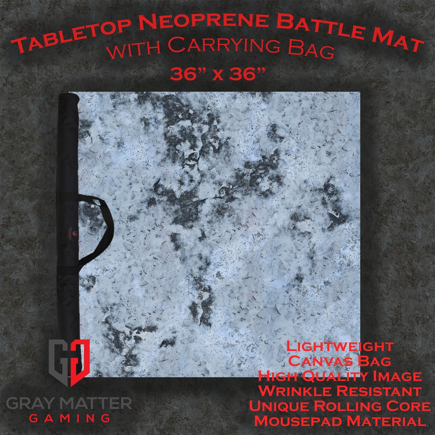 Snowy Tundra - Neoprene Battle Mat - Warhammer, AoS, 40K, Kill Team, MCP, Shatterpoint, Legion, More - 36x36