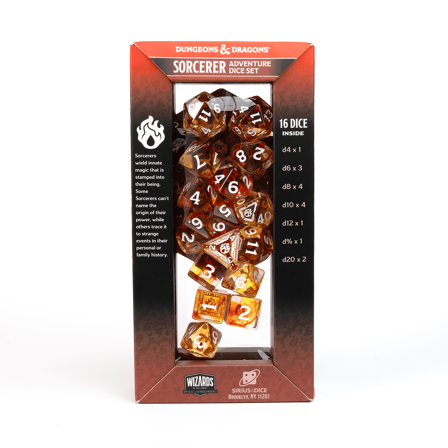D&D Adventure Dice Set - Sorcerer Edition | Orange 16pc Collection - 