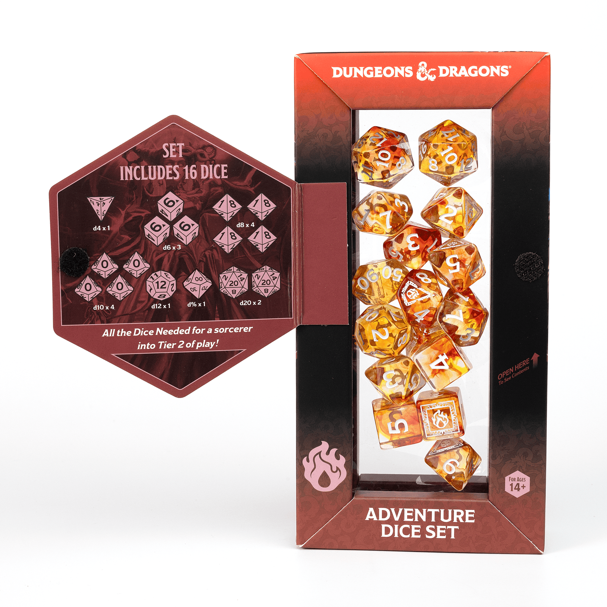 D&D Adventure Dice Set - Sorcerer Edition | Orange 16pc Collection - 