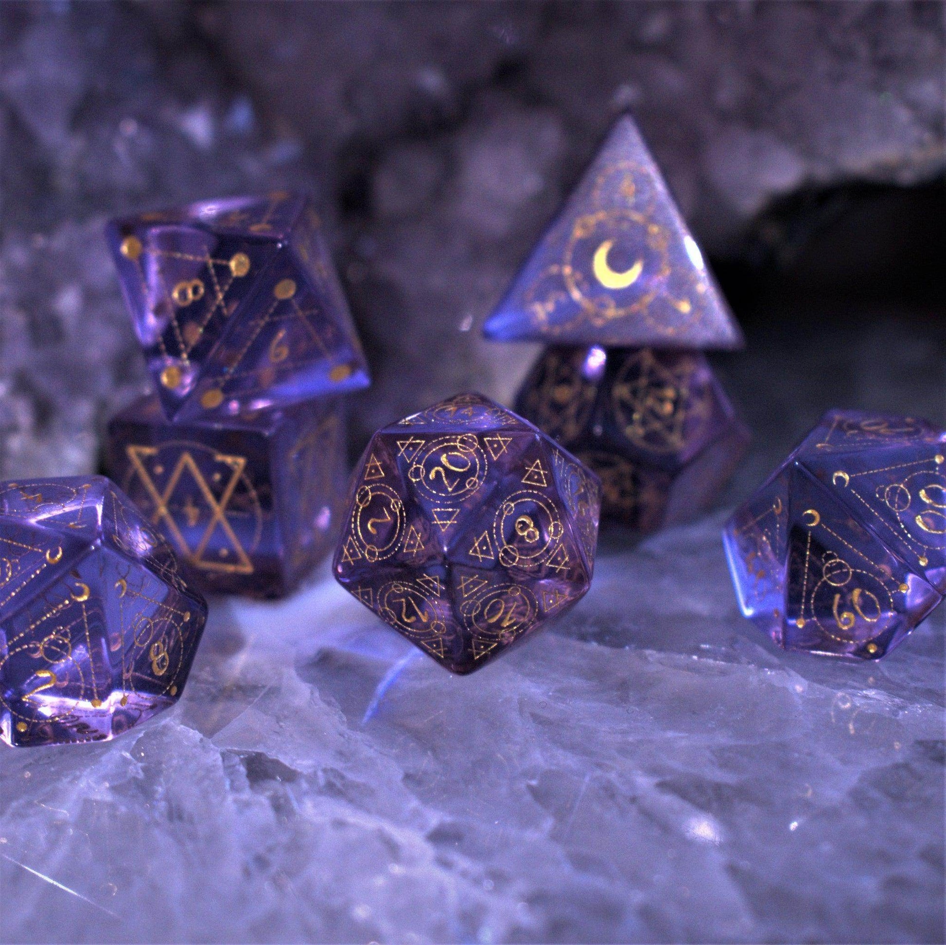 Spellcaster Purple Glass Dice Set 'PRE-ORDER | SPRING EVENT DEAL' - 