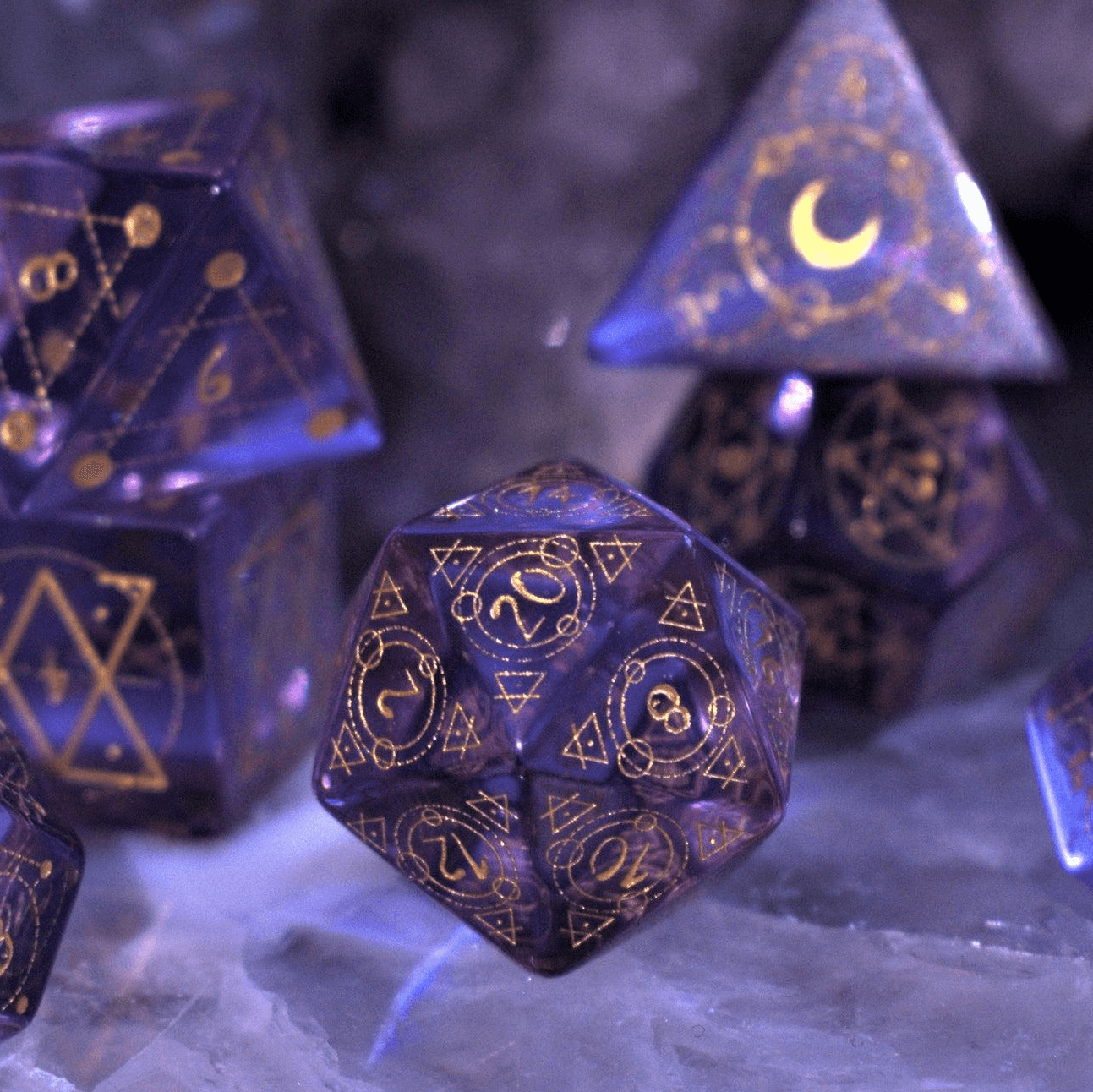 Spellcaster Purple Glass Dice Set 'PRE-ORDER | SPRING EVENT DEAL' - 
