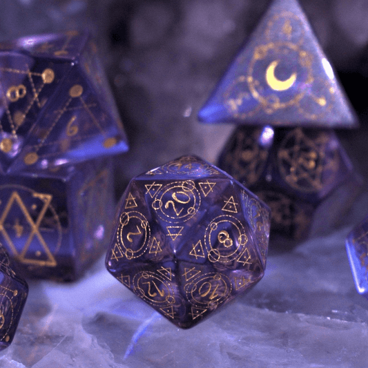 Spellcaster Purple Glass Dice Set 'PRE-ORDER | SPRING EVENT DEAL' - 