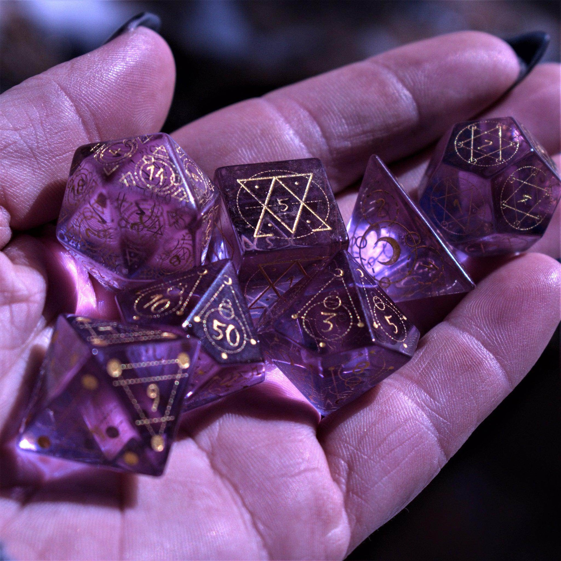 Spellcaster Purple Glass Dice Set 'PRE-ORDER | SPRING EVENT DEAL' - 