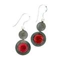 Spiral Red Coral Earrings - 