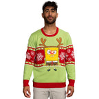 Spongebob LED Reindeer Nose Ugly Christmas Sweater - XS