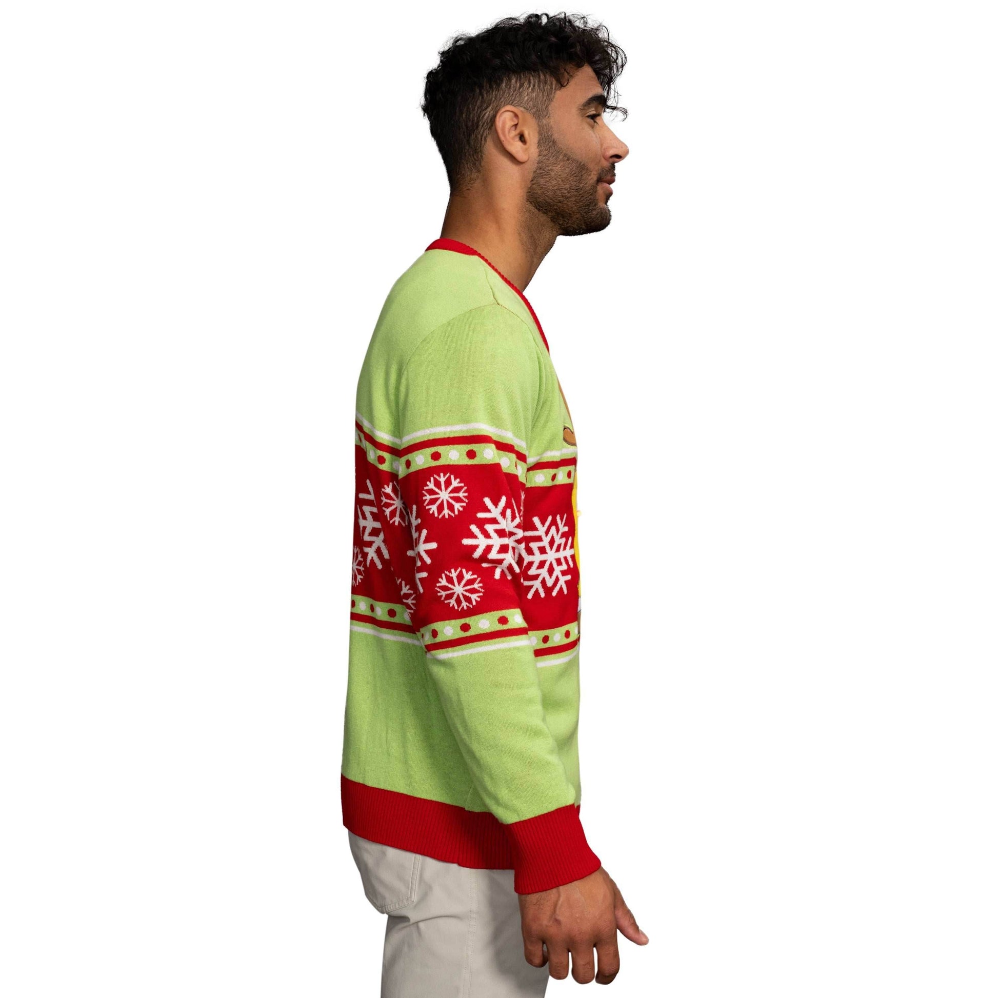 Spongebob LED Reindeer Nose Ugly Christmas Sweater - XS