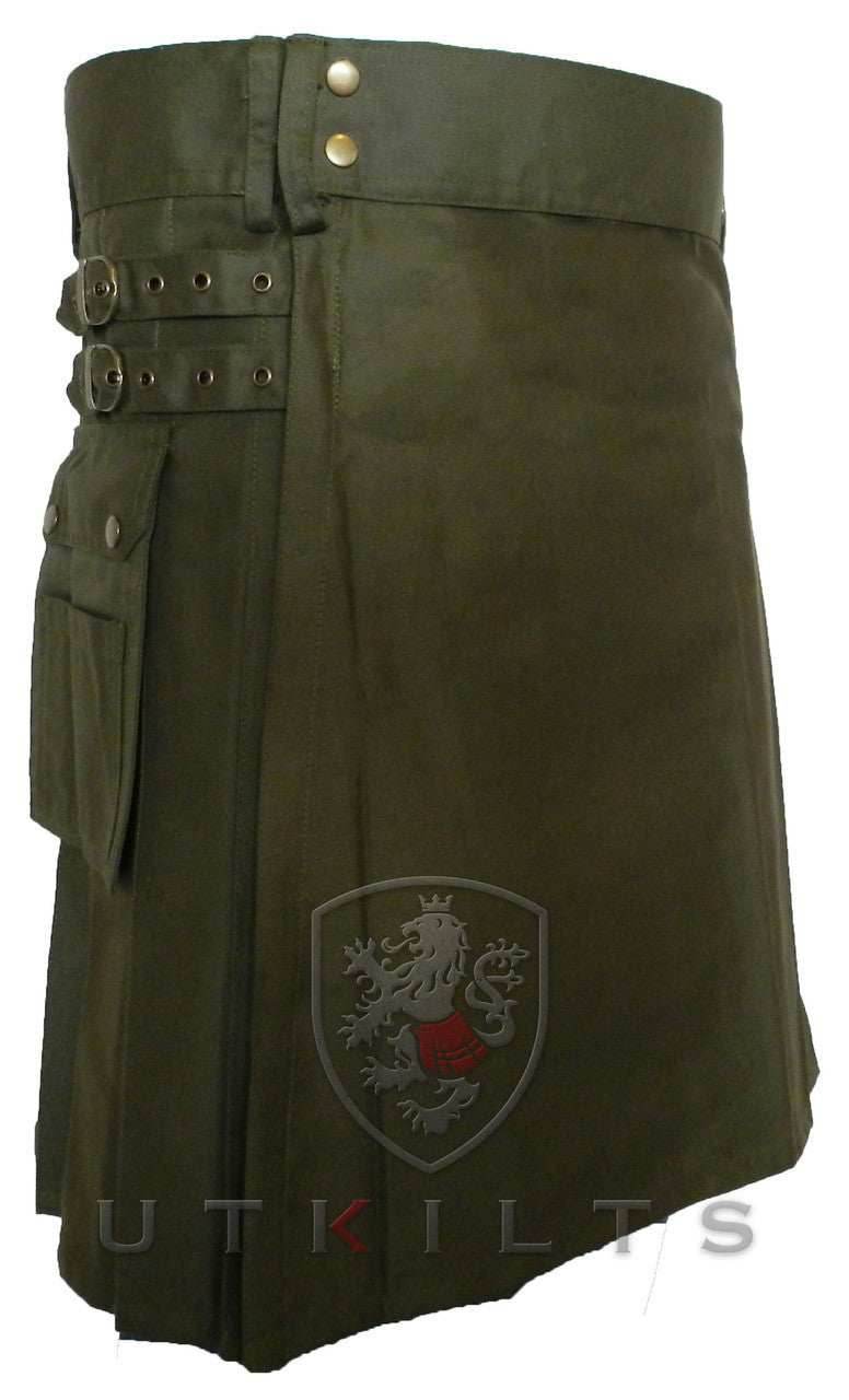 Utility Kilt – GlenLoch, Olive Green - 30 / 22