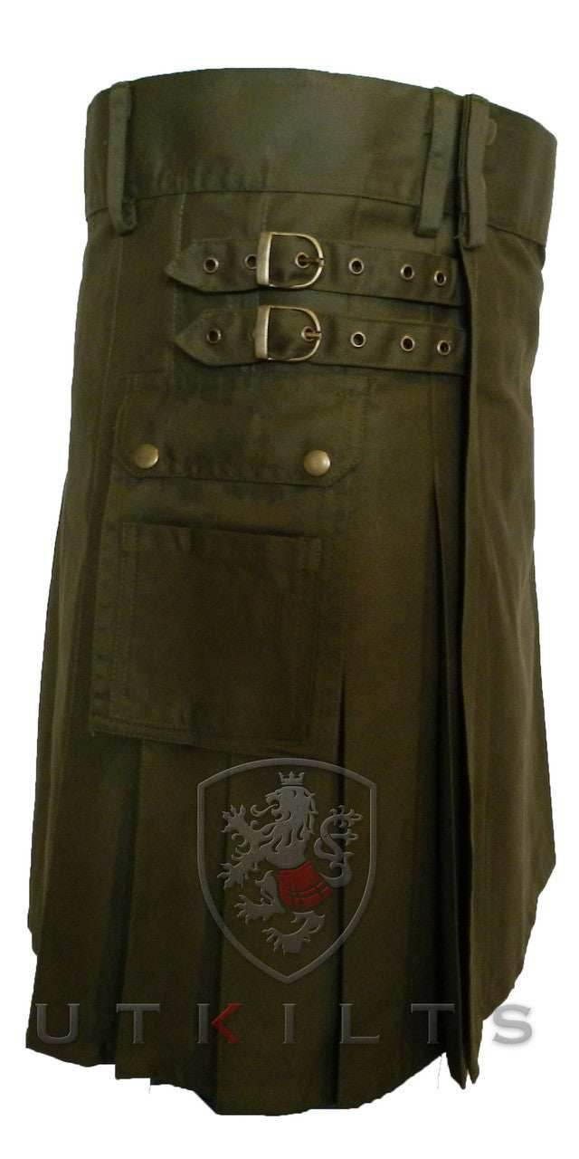 Utility Kilt – GlenLoch, Olive Green - 30 / 22