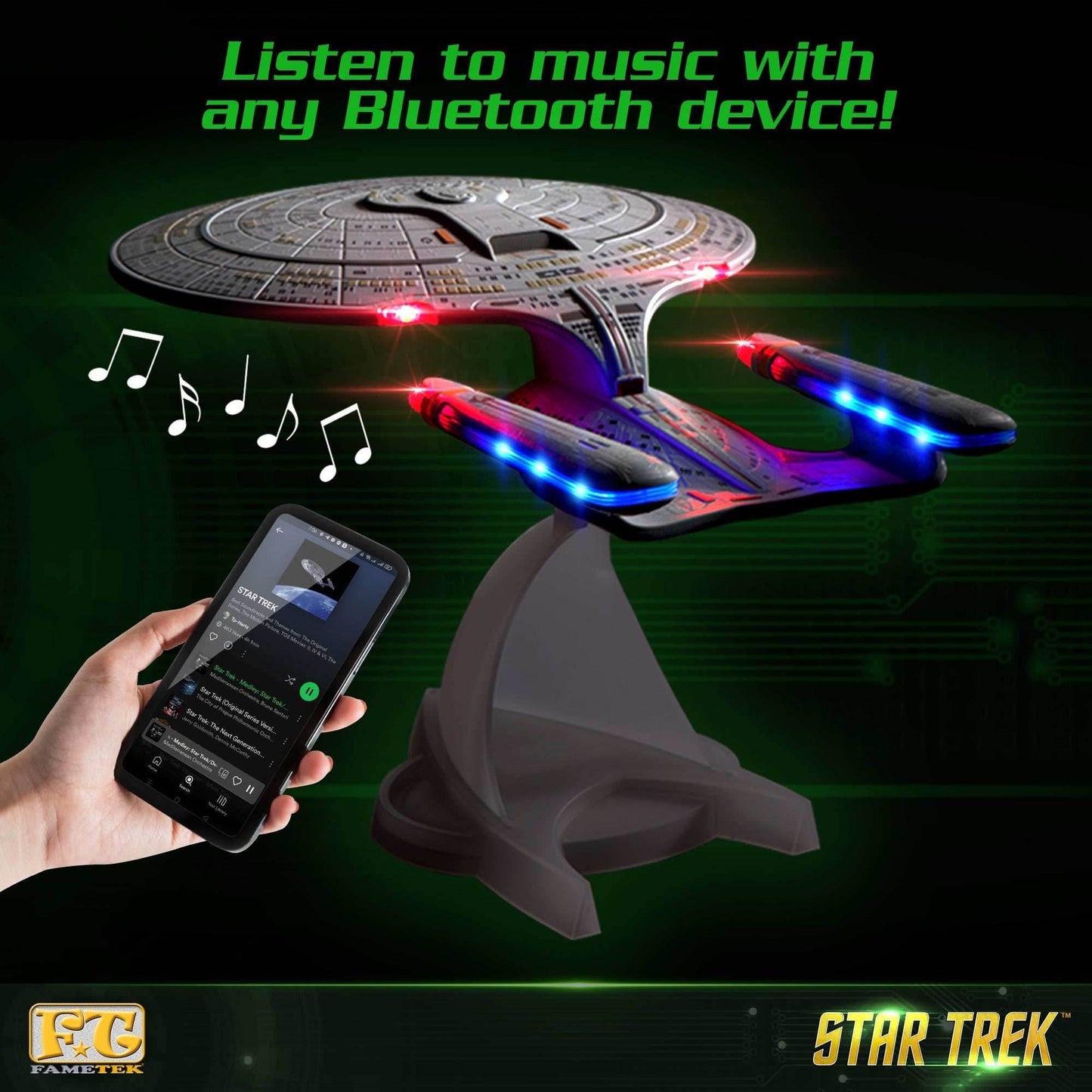 Star Trek TNG U.S.S. Enterprise NCC-1701-D Bluetooth® Speaker With Sleep Machine, LED's & Sound Effects - 