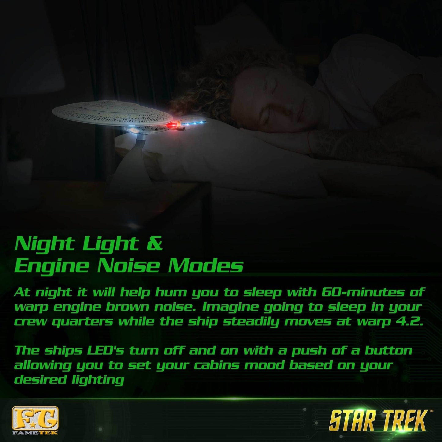 Star Trek TNG U.S.S. Enterprise NCC-1701-D Bluetooth® Speaker With Sleep Machine, LED's & Sound Effects - 