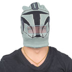 Star Wars Mandalorian Beanie Hat and Mask Helmet Grey