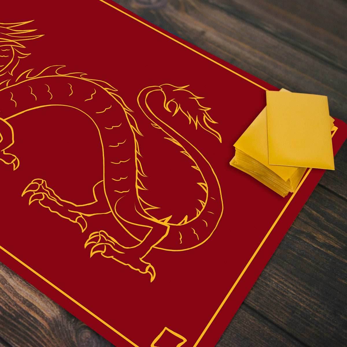 Golden Dragon Playmat - Standard Playmat / Black / Plain