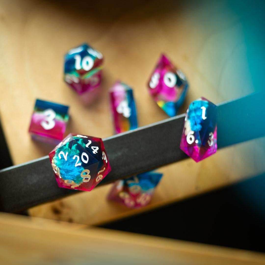 Starlit Rift Resin DND Dice Set - Full Set And Free Dice Box