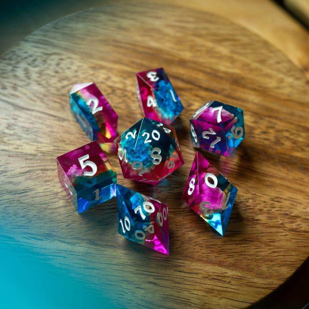 Starlit Rift Resin DND Dice Set - Full Set And Free Dice Box