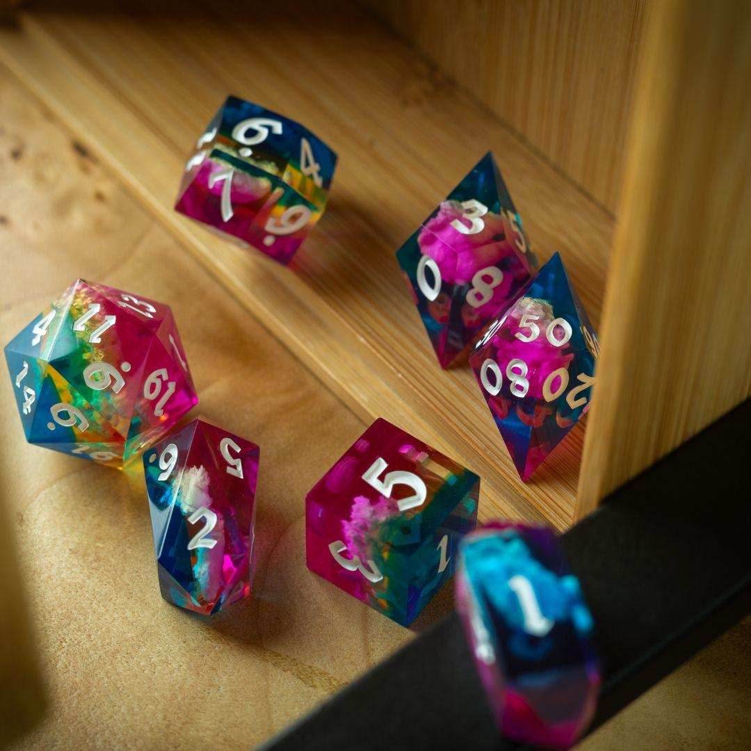 Starlit Rift Resin DND Dice Set - Full Set And Free Dice Box