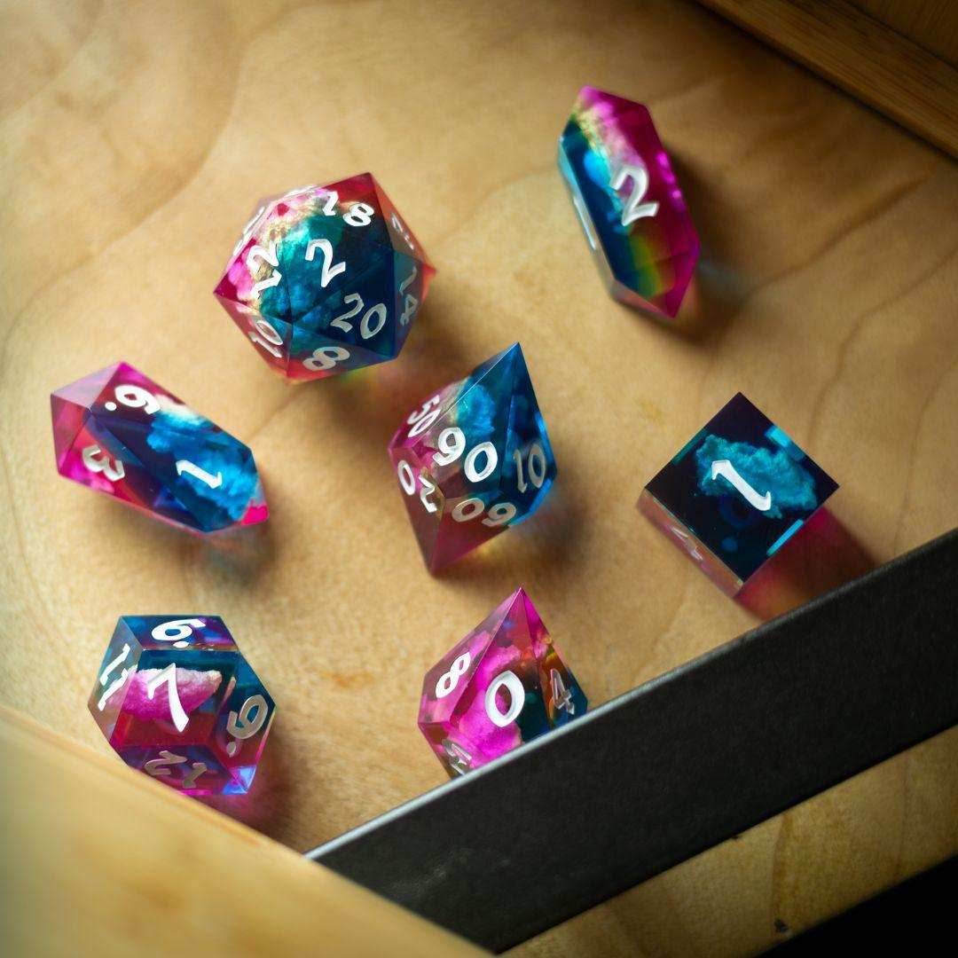 Starlit Rift Resin DND Dice Set - Full Set And Free Dice Box
