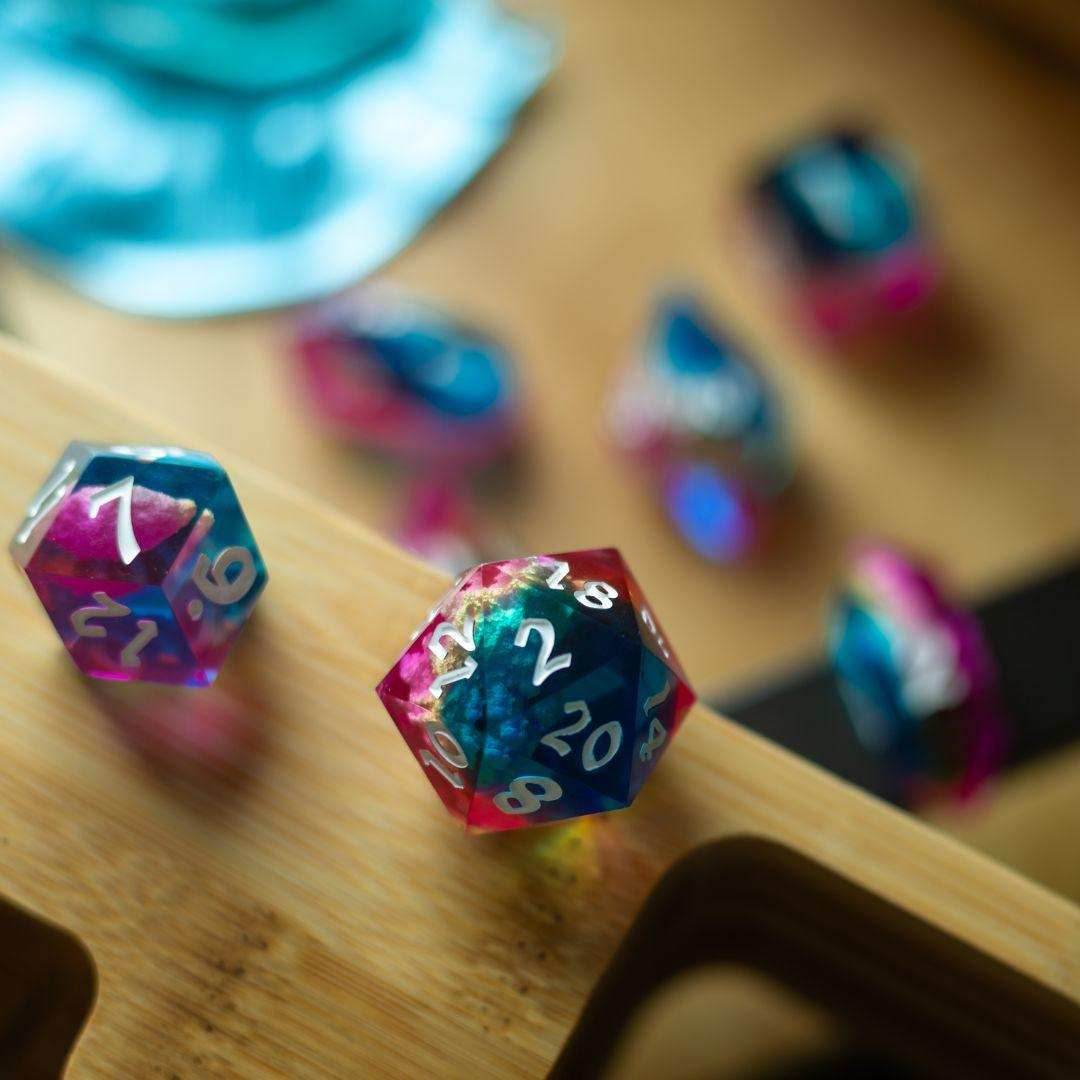 Starlit Rift Resin DND Dice Set - Full Set And Free Dice Box