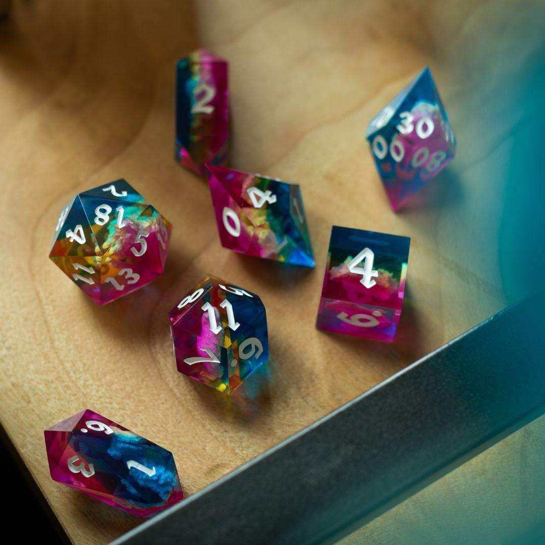 Starlit Rift Resin DND Dice Set - Full Set And Free Dice Box