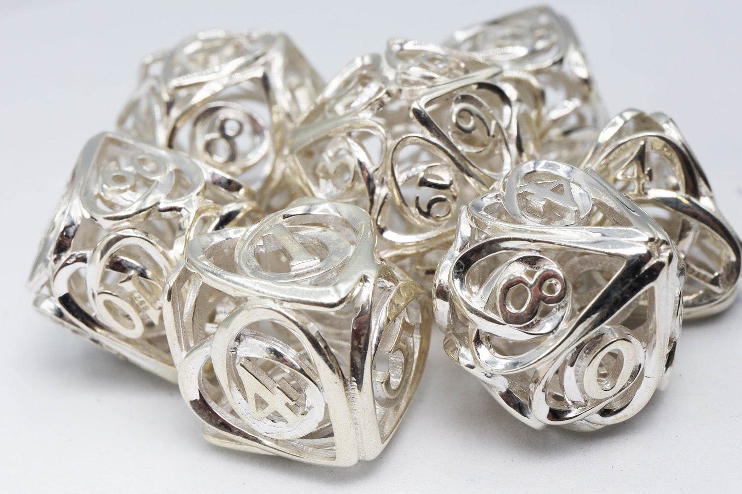 Hollow Hearts: Sterling Silver - Premium RPG Metal Dice Set - 