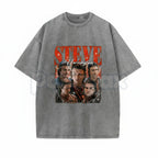 Steve Harrington Unisex Washed T-Shirt – Vintage Hawkins "Babysitter" Graphic Tee, Retro Oversized Streetwear