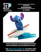 Surf's Up! Stitch LEGO Minifigue with custom Surfboard - 
