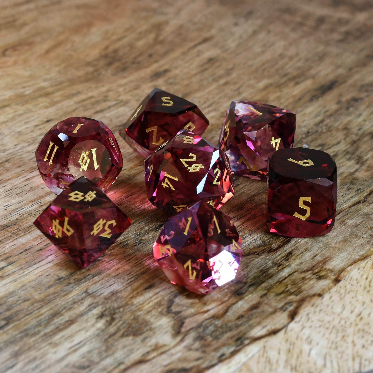 Strawberry Multifaceted Glass Dice Set 'PRE-ORDER | SPRING EVENT DEAL' - 