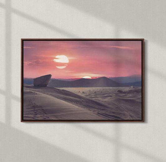 Tatooine Binary Sunrise Star Wars Framed Canvas Art