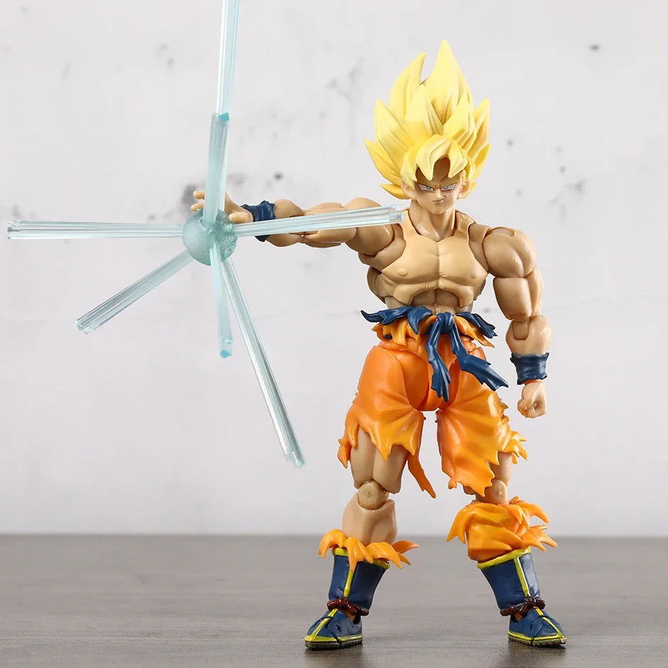Super Saiyan Goku Posable Action Figure, Anime Dragon Ball Z Figurines PVC Articulated Collectible 16.5 cm