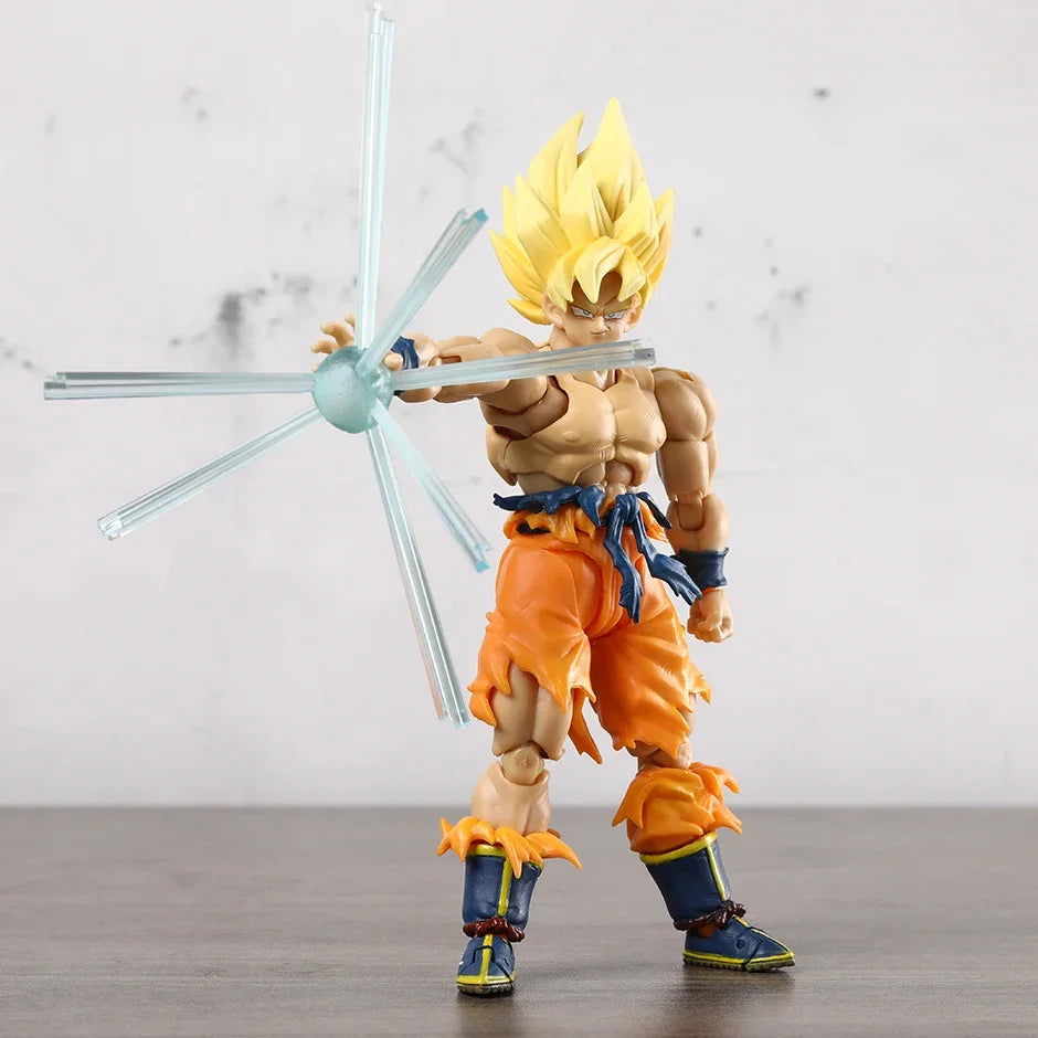 Super Saiyan Goku Posable Action Figure, Anime Dragon Ball Z Figurines PVC Articulated Collectible 16.5 cm